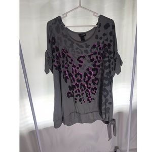 Grey leopard blouse